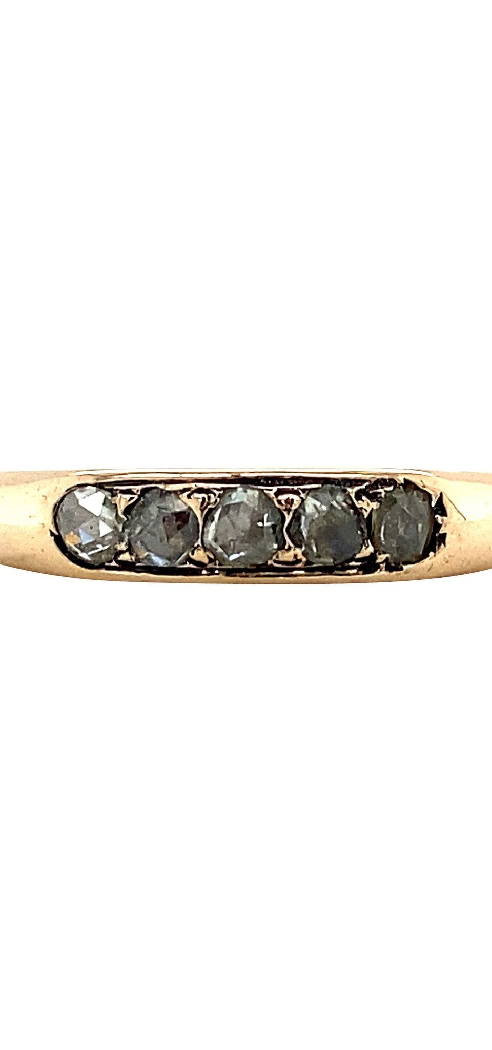 Vintage 12K Gold Half Eternity Ring with Rose Cut Diamond